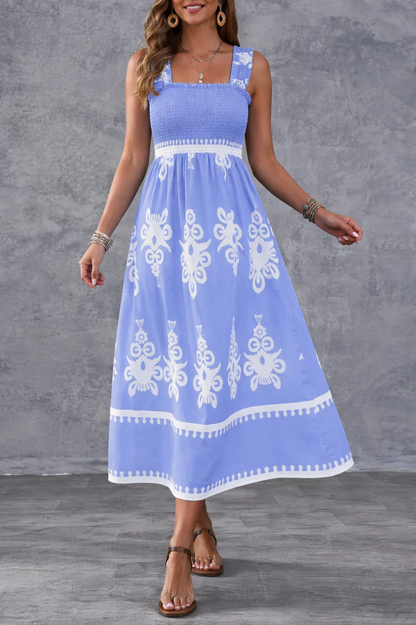 Martina | Robe Maxi à Imprimé Artistique avec Taille Élastique