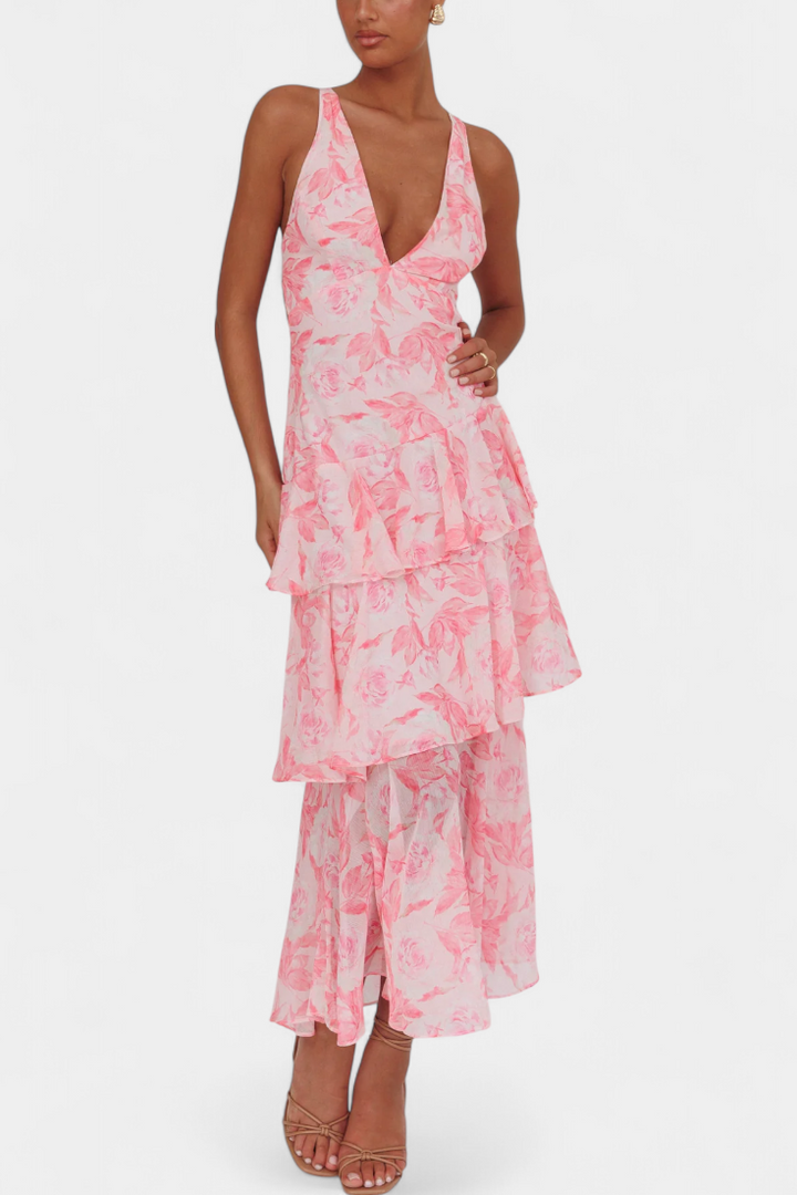 Domenica | V-Neck Chiffon Dress