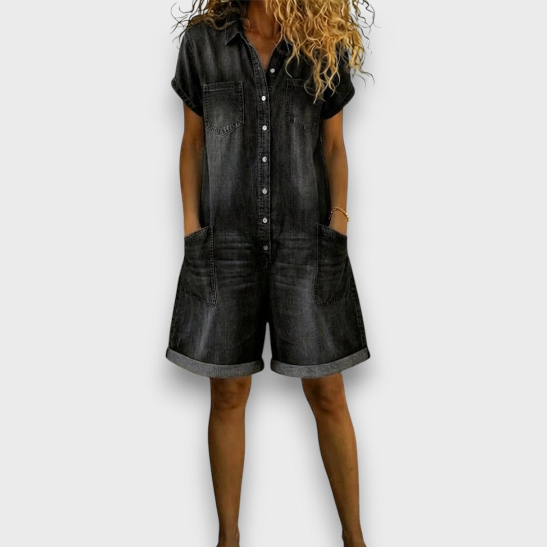 Joan | Salopette courte vintage en denim de coton