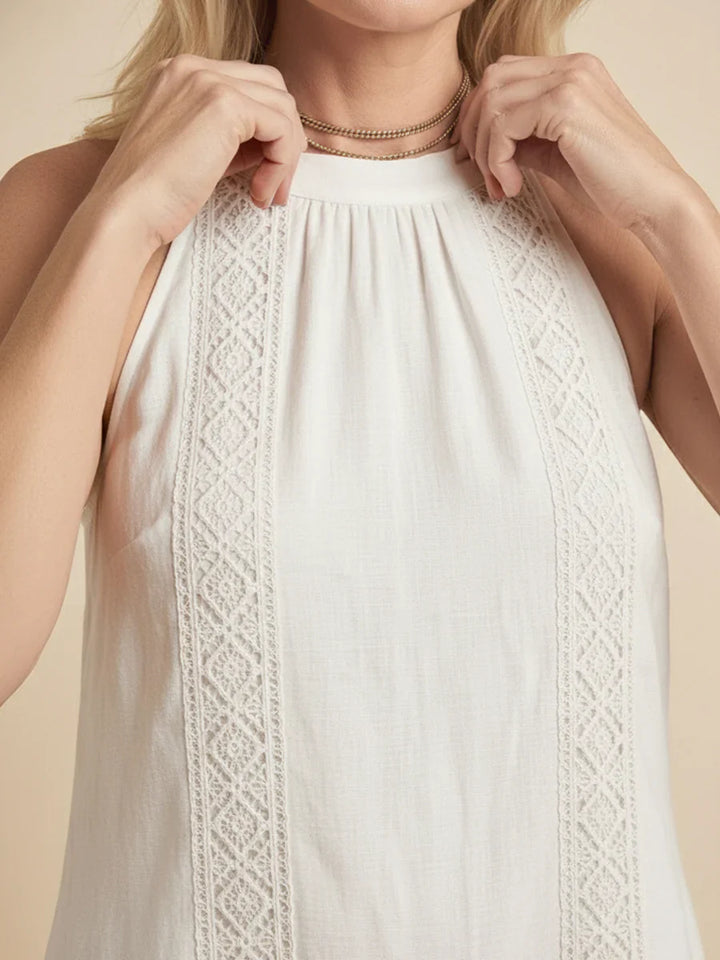 Jimena | Robe midi en lin à col mao