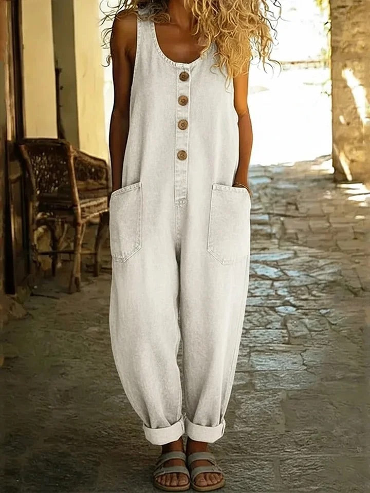 Ruth | Salopette en Denim Vintage Lavé 100% Coton