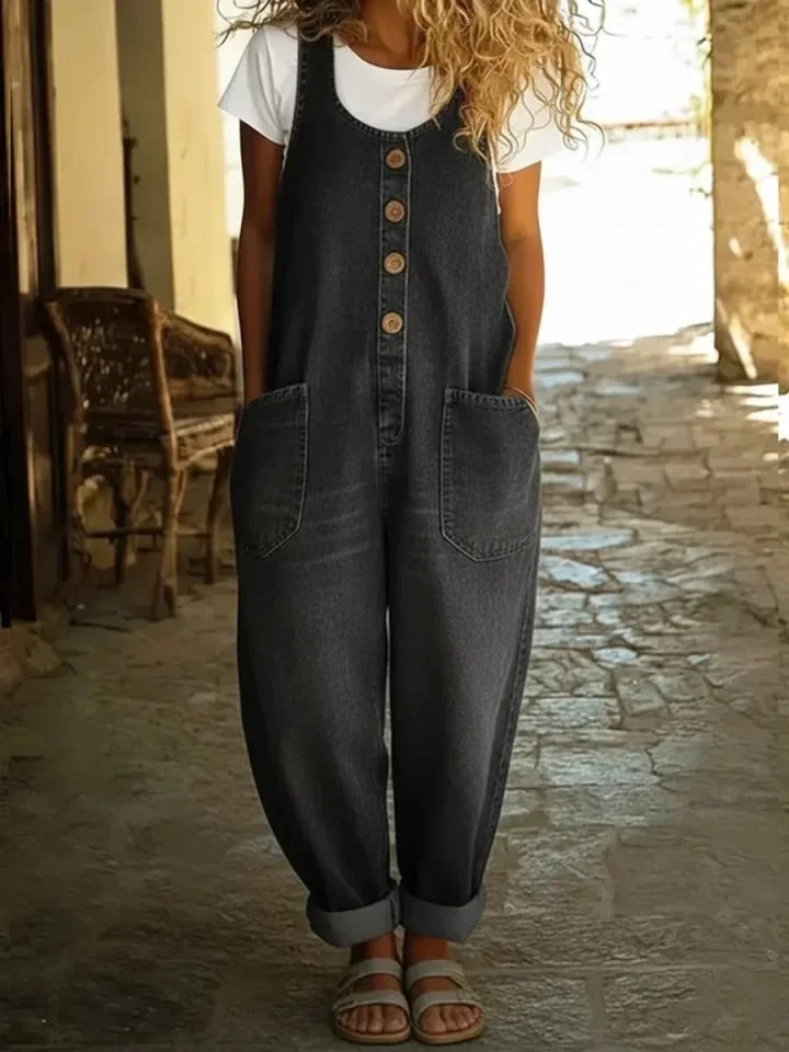 Ruth | Salopette en Denim Vintage Lavé 100% Coton