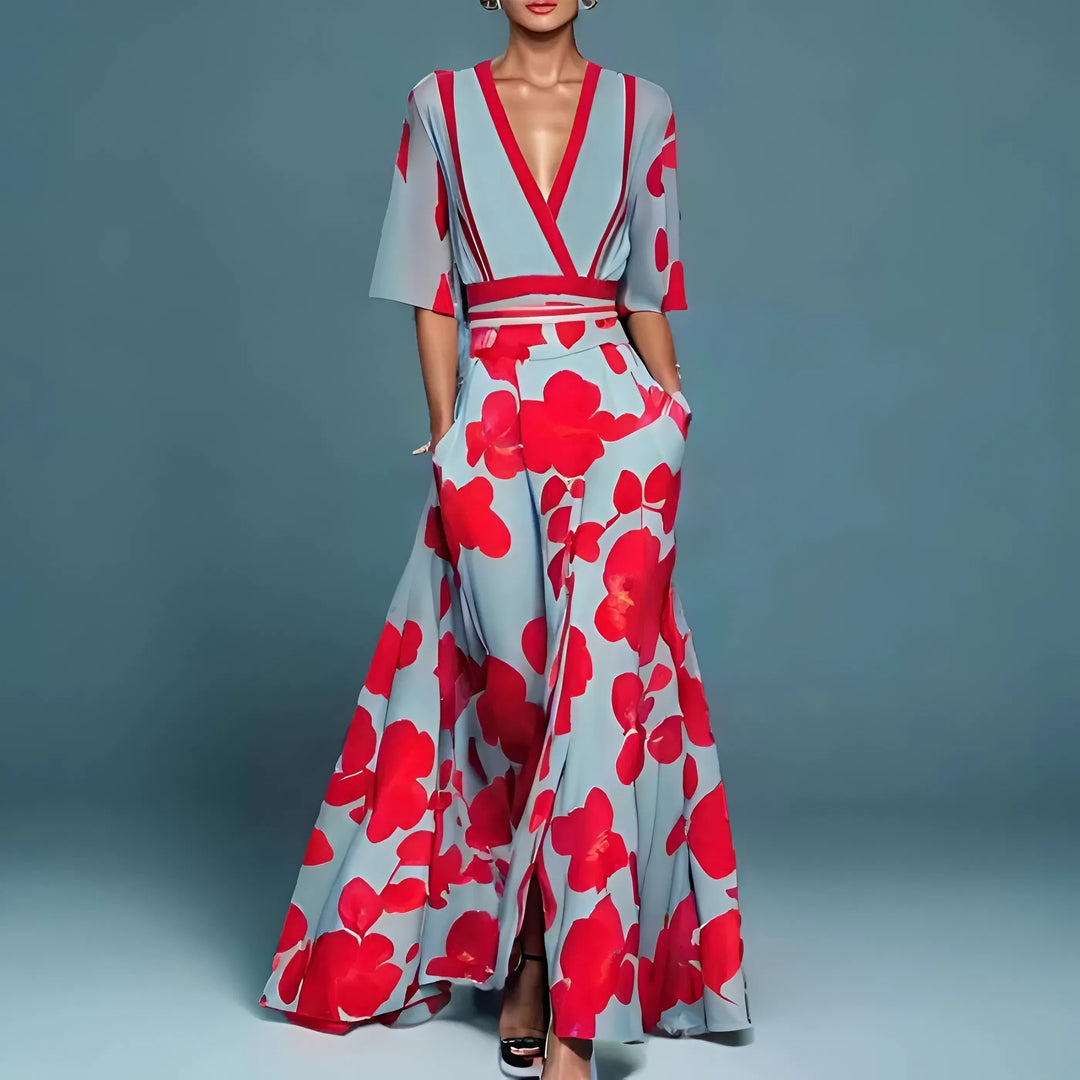 Valentina | Élégante robe longue à décolleté plongeant
