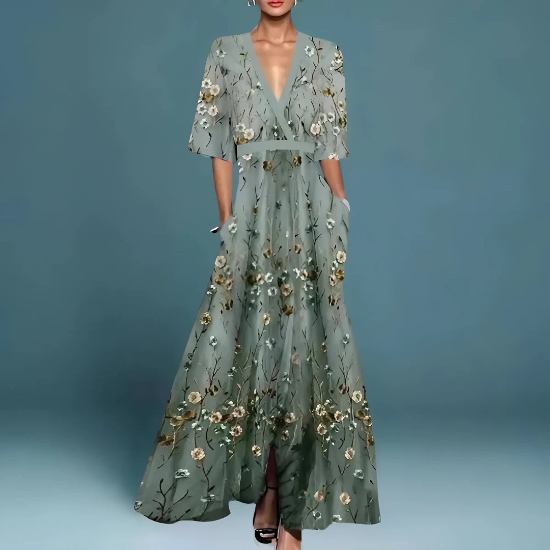 Valentina | Élégante robe longue à décolleté plongeant