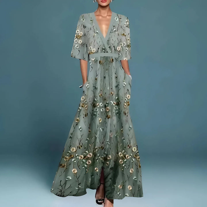 Valentina | Élégante robe longue à décolleté plongeant