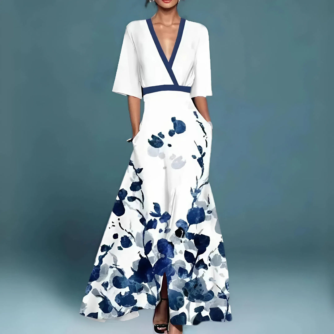 Valentina | Élégante robe longue à décolleté plongeant