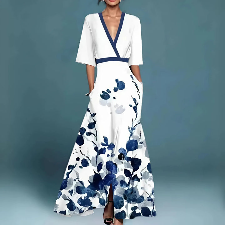 Valentina | Élégante robe longue à décolleté plongeant