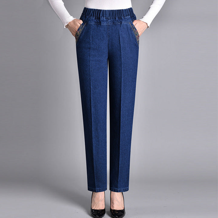 Fiona | Jeans pour femmes avec poches latérales et taille élastique