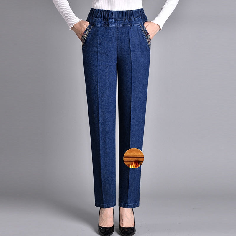 Fiona | Jeans pour femmes avec poches latérales et taille élastique
