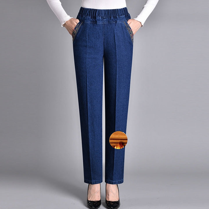 Fiona | Jeans pour femmes avec poches latérales et taille élastique