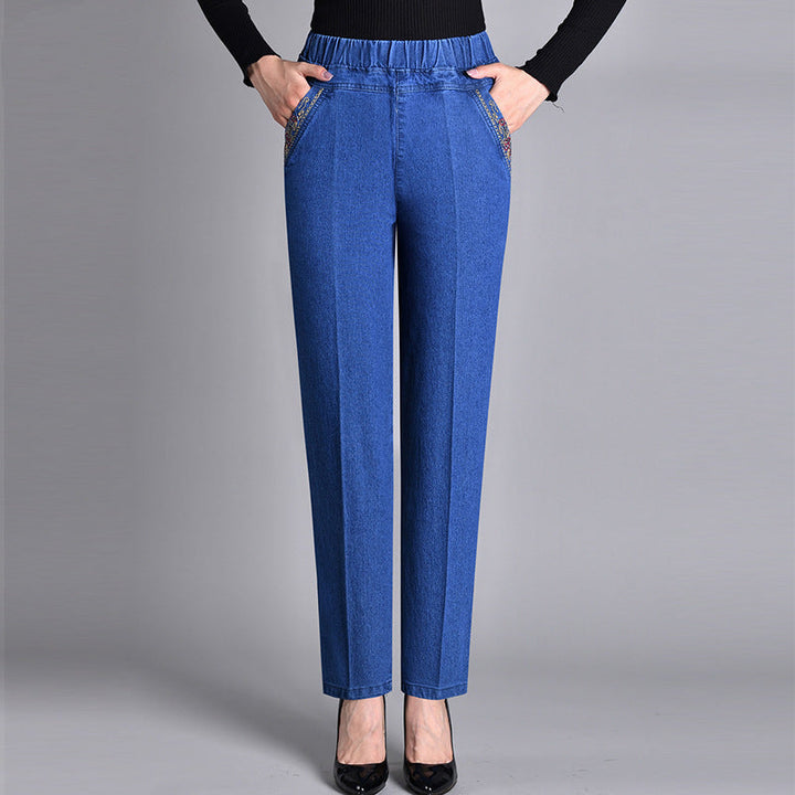 Chloé | Jean Femme à Taille Élastique avec Poches Latérales