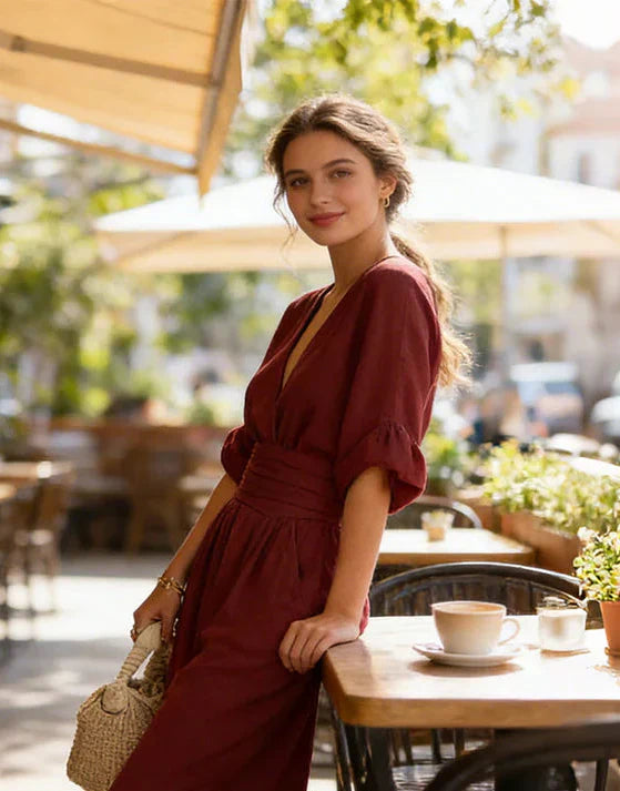 Daniela - Combinaison élégante avec décolleté en V et jambes larges