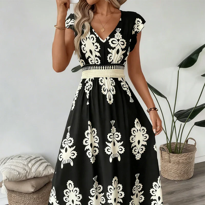 Candela | Robe Maxi Baroque à Décolleté en V
