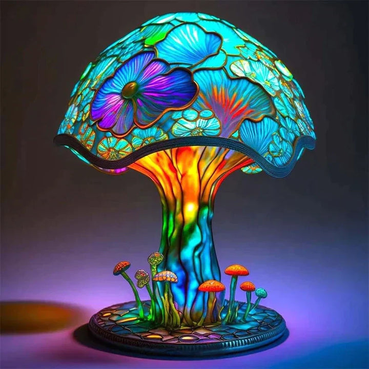 Lampe de Table en Vitre | Design Champignon Fleur Art