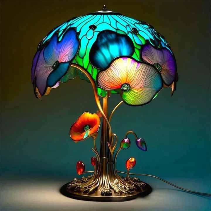 Lampe de Table en Vitre | Design Champignon Fleur Art