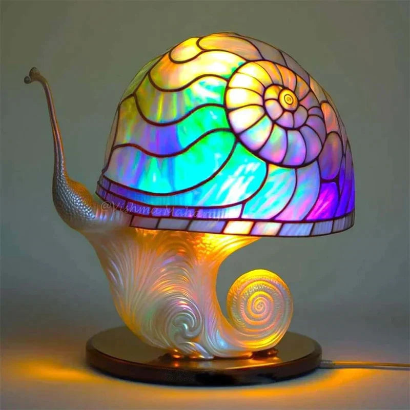 Lampe de Table en Vitre | Design Champignon Fleur Art