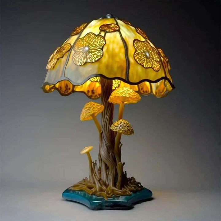 Lampe de Table en Vitre | Design Champignon Fleur Art