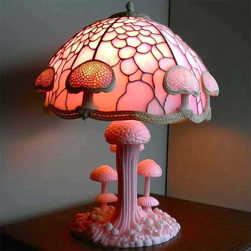 Lampe de Table en Vitre | Design Champignon Fleur Art