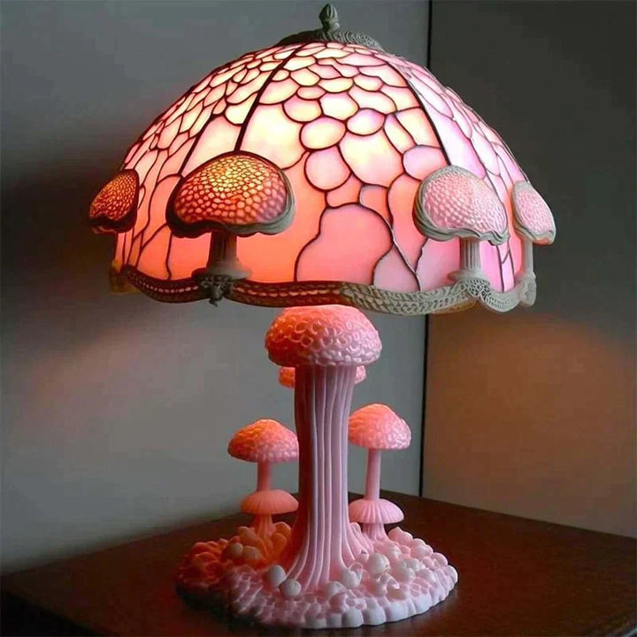 Lampe de Table en Vitre | Design Champignon Fleur Art