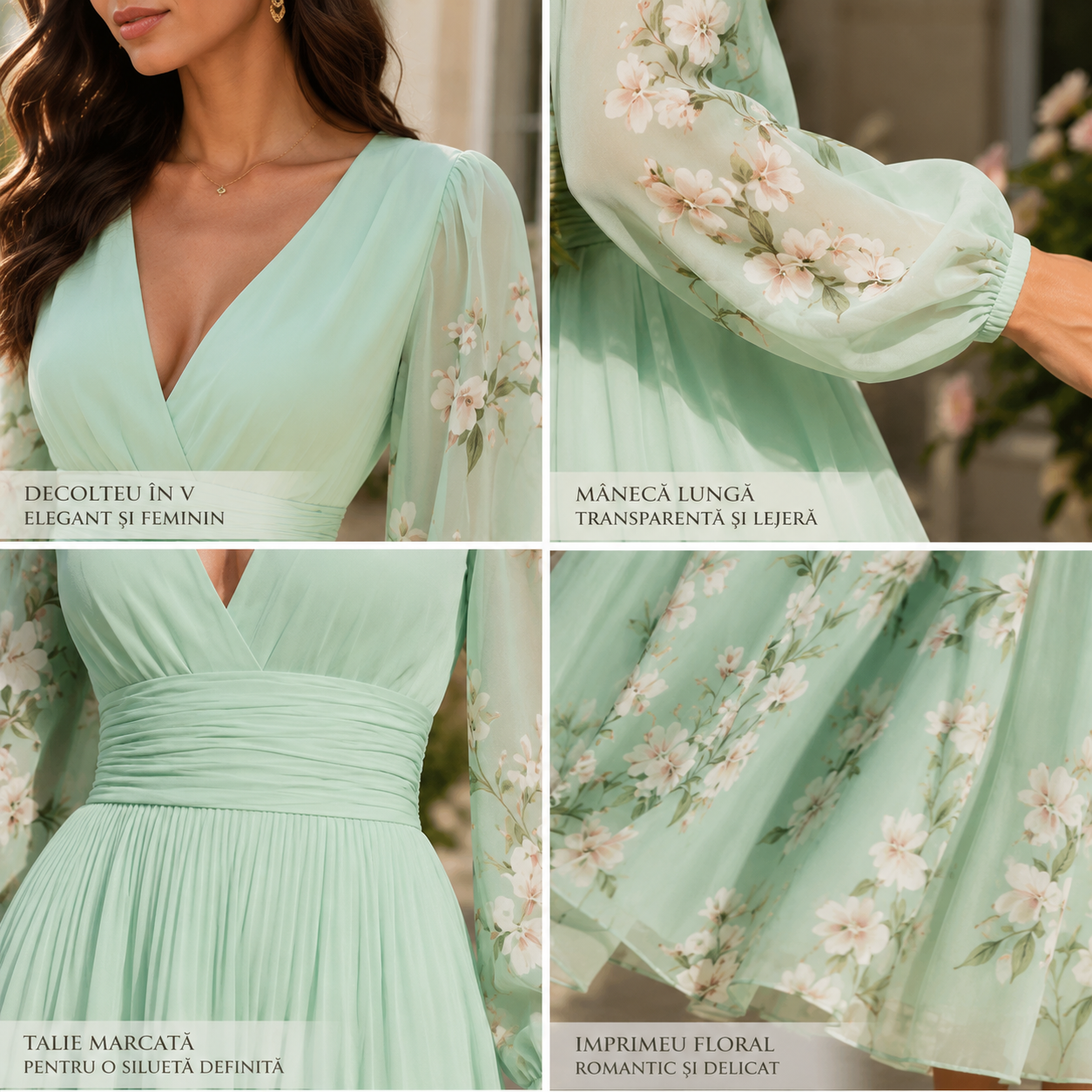 Jeanette | Rochie midi verde pal