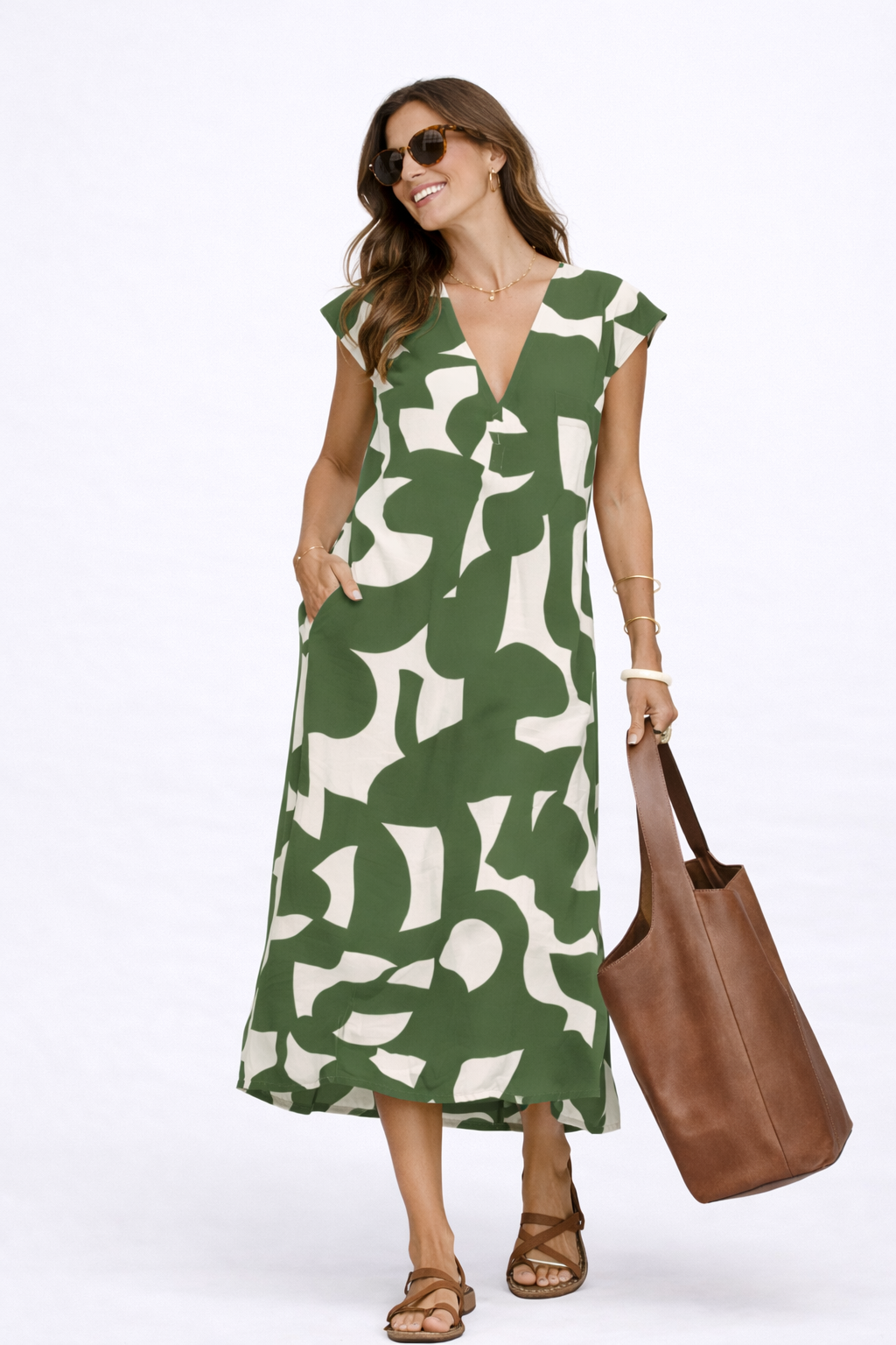 Camelia | Robe midi légère à motif éclatant
