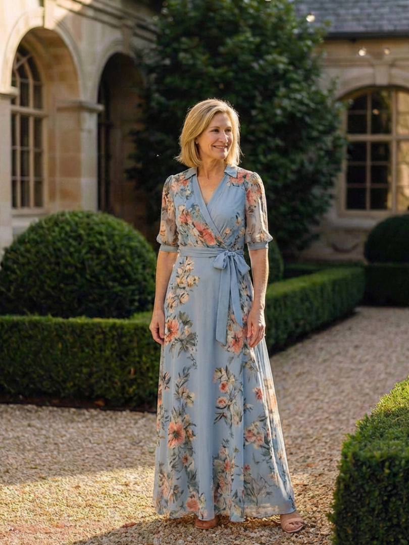 Elowen | Rochie maxi cu decolteu în V cu imprimeu floral